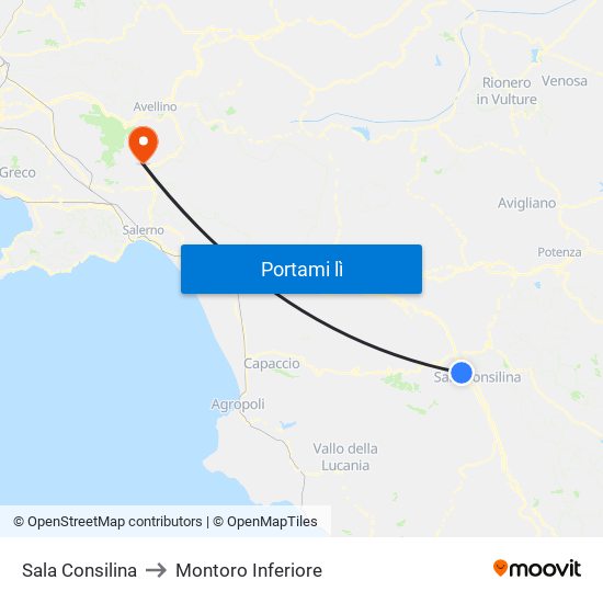 Sala Consilina to Montoro Inferiore map