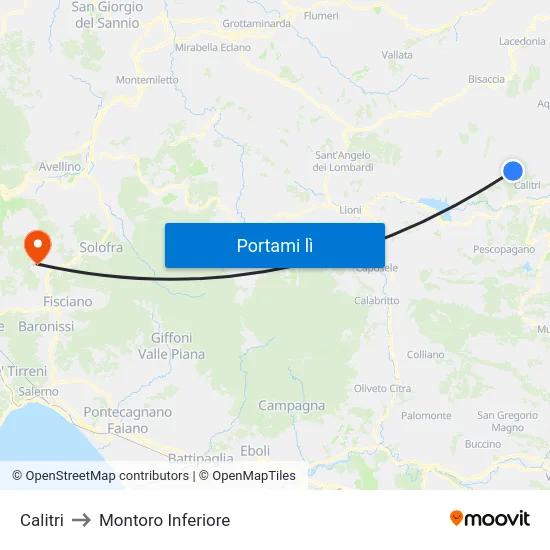 Calitri to Montoro Inferiore map