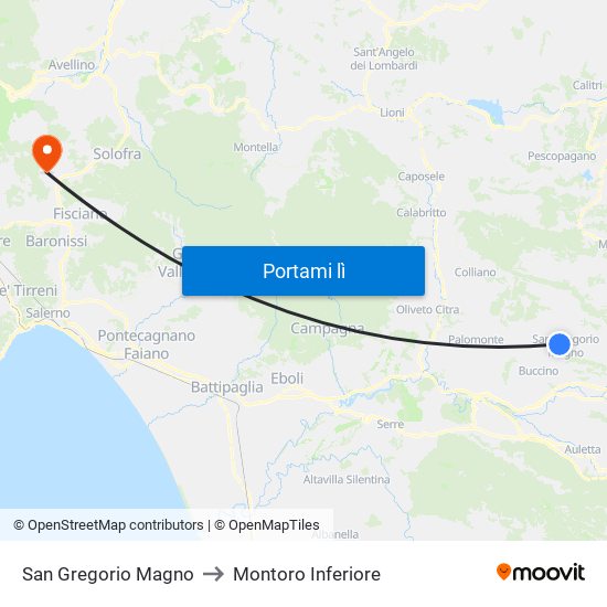 San Gregorio Magno to Montoro Inferiore map