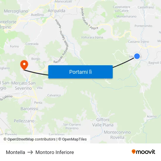 Montella to Montoro Inferiore map