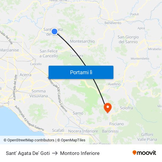 Sant' Agata De' Goti to Montoro Inferiore map