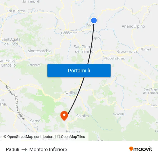Paduli to Montoro Inferiore map