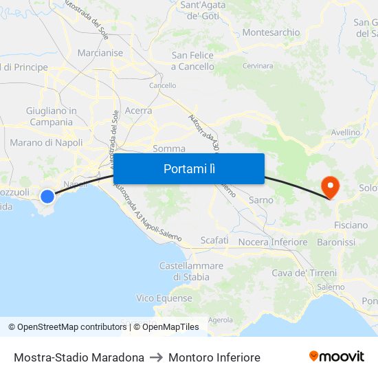 Mostra-Stadio Maradona to Montoro Inferiore map