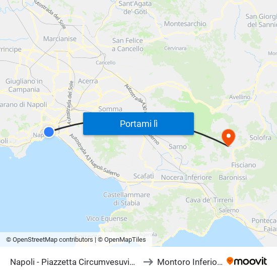 Napoli - Piazzetta Circumvesuviana to Montoro Inferiore map