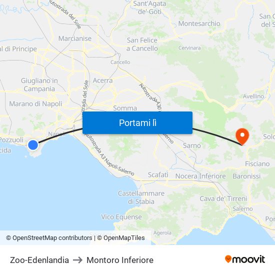 Zoo-Edenlandia to Montoro Inferiore map