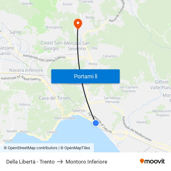 Della Libertà - Trento to Montoro Inferiore map