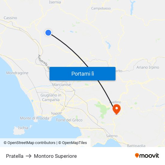 Pratella to Montoro Superiore map