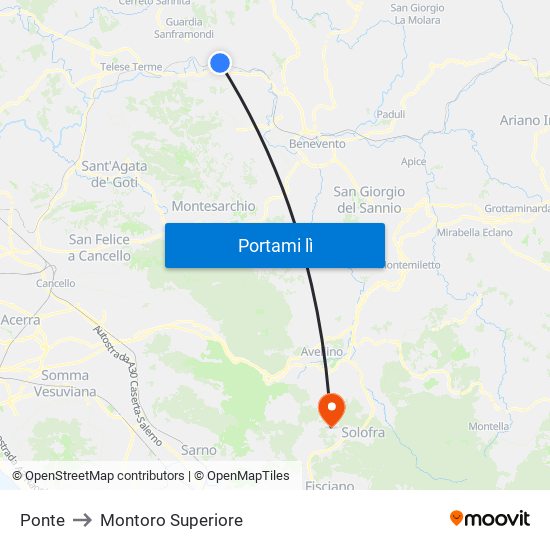 Ponte to Montoro Superiore map