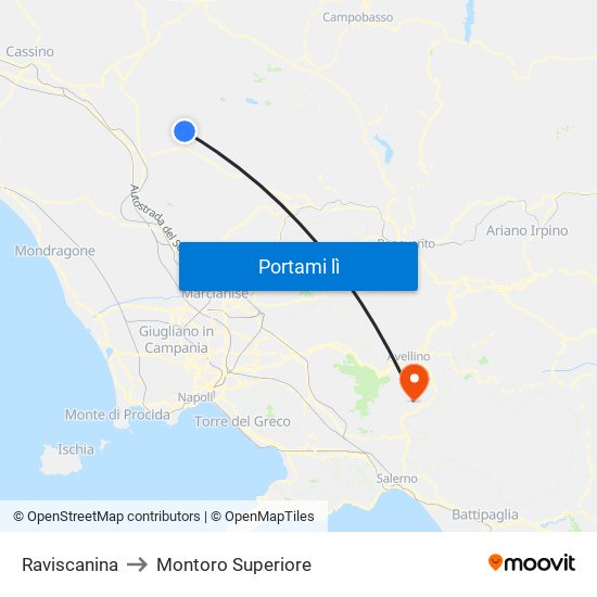 Raviscanina to Montoro Superiore map