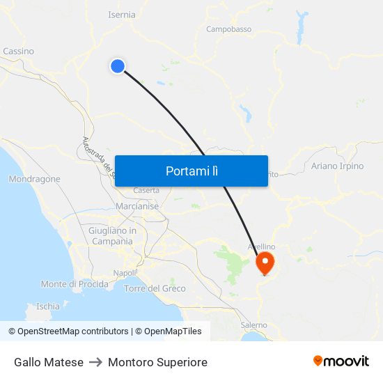 Gallo Matese to Montoro Superiore map