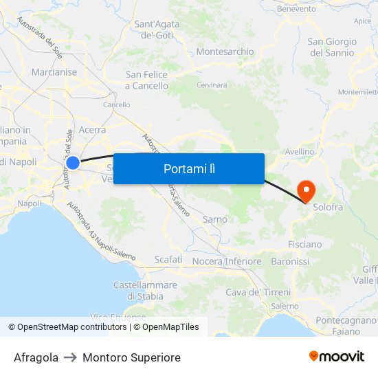 Afragola to Montoro Superiore map