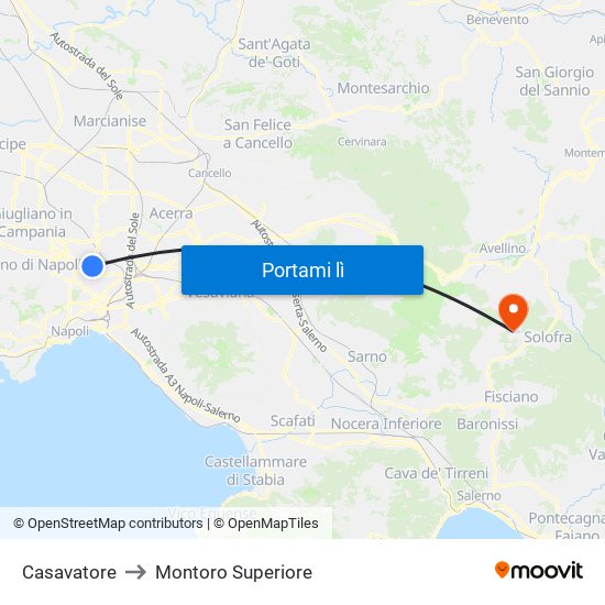 Casavatore to Montoro Superiore map