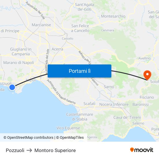 Pozzuoli to Montoro Superiore map