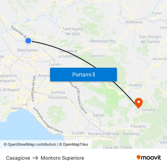 Casagiove to Montoro Superiore map