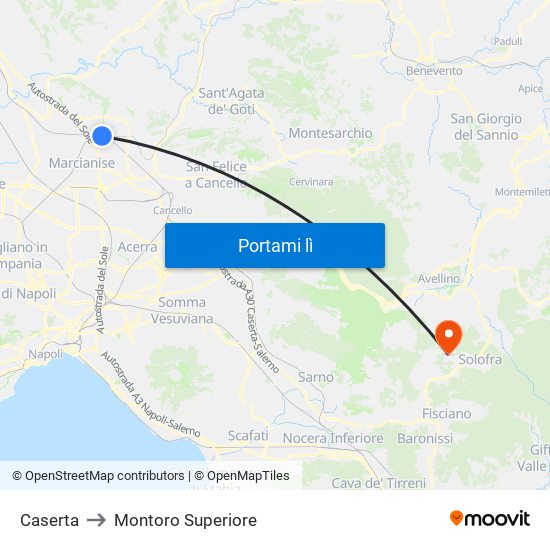 Caserta to Montoro Superiore map