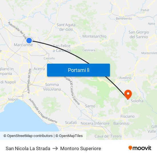 San Nicola La Strada to Montoro Superiore map