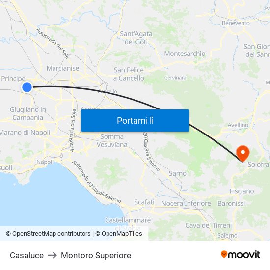 Casaluce to Montoro Superiore map