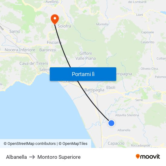 Albanella to Montoro Superiore map