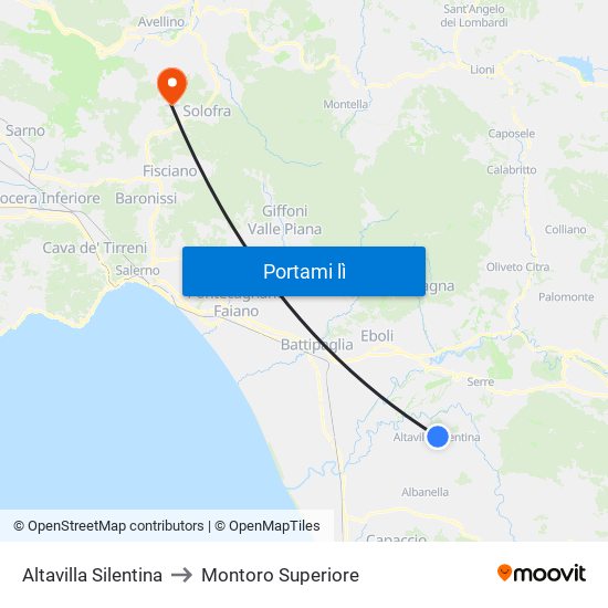 Altavilla Silentina to Montoro Superiore map