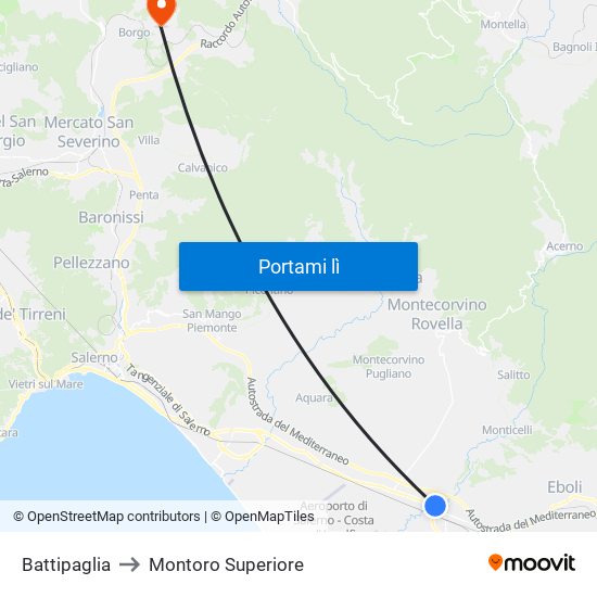 Battipaglia to Montoro Superiore map