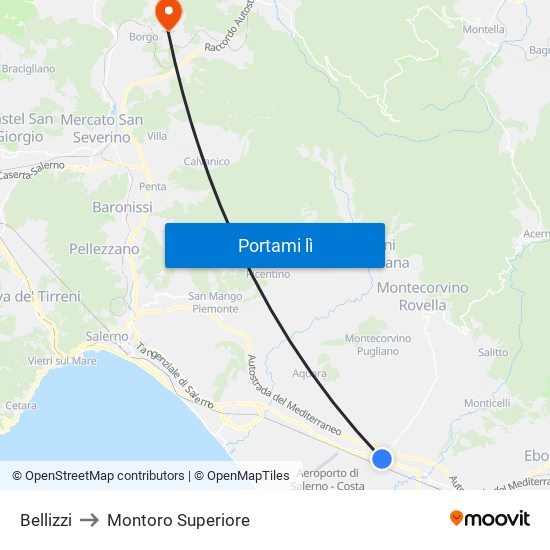 Bellizzi to Montoro Superiore map