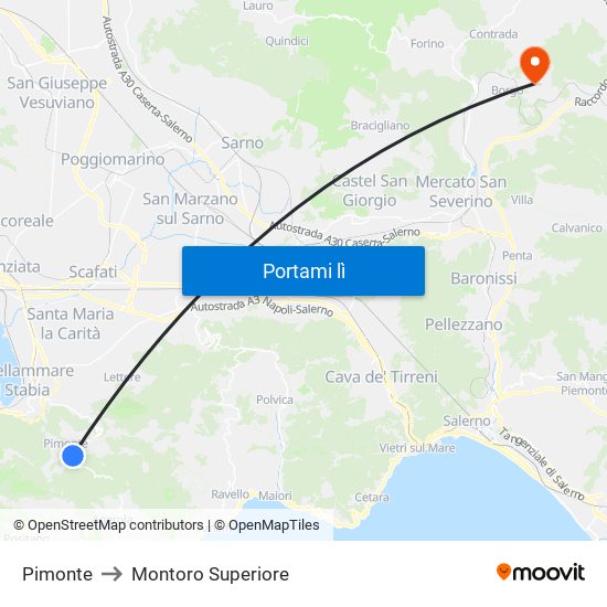 Pimonte to Montoro Superiore map