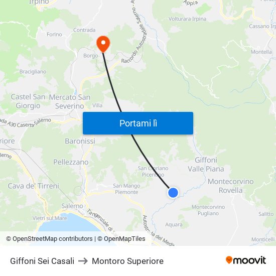 Giffoni Sei Casali to Montoro Superiore map