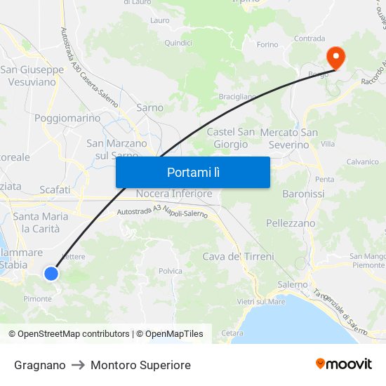 Gragnano to Montoro Superiore map