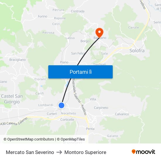 Mercato San Severino to Montoro Superiore map