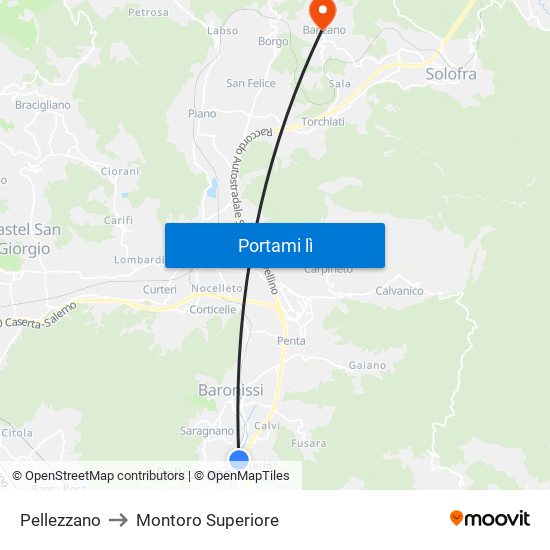 Pellezzano to Montoro Superiore map