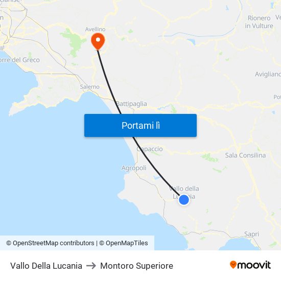 Vallo Della Lucania to Montoro Superiore map