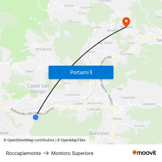 Roccapiemonte to Montoro Superiore map