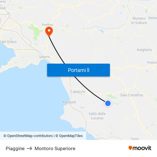 Piaggine to Montoro Superiore map