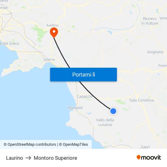 Laurino to Montoro Superiore map