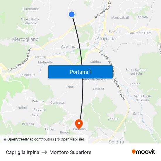 Capriglia Irpina to Montoro Superiore map