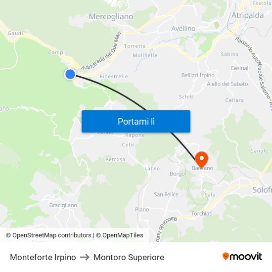 Monteforte Irpino to Montoro Superiore map