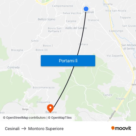 Cesinali to Montoro Superiore map