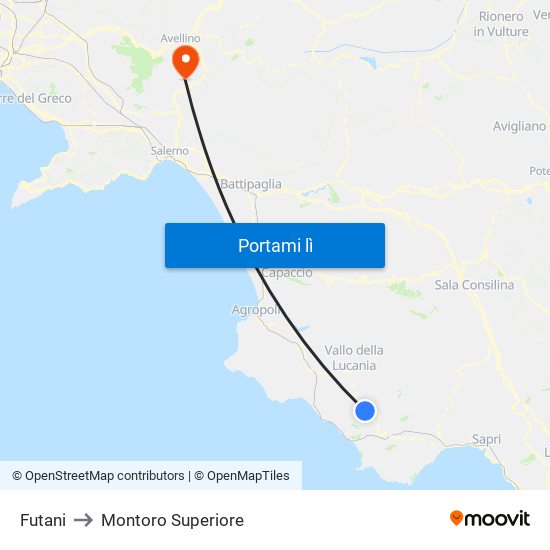 Futani to Montoro Superiore map