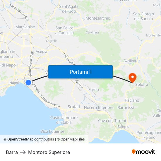 Barra to Montoro Superiore map