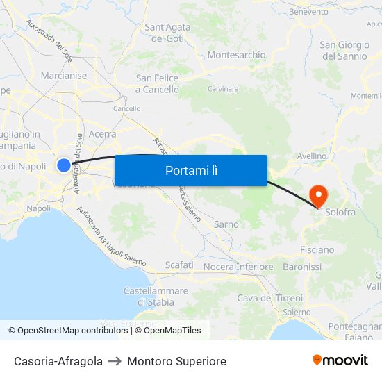 Casoria-Afragola to Montoro Superiore map