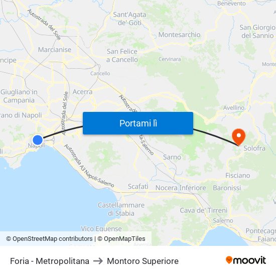 Foria - Metropolitana to Montoro Superiore map