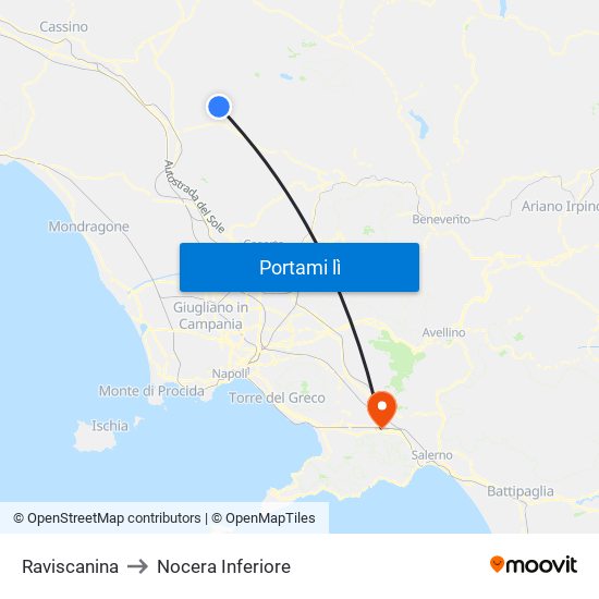 Raviscanina to Nocera Inferiore map