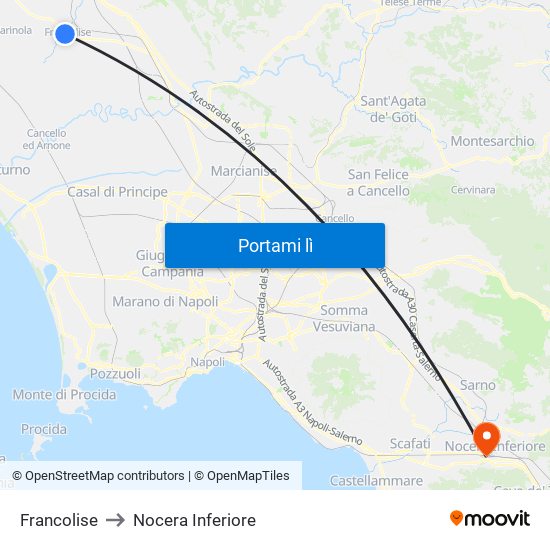 Francolise to Nocera Inferiore map