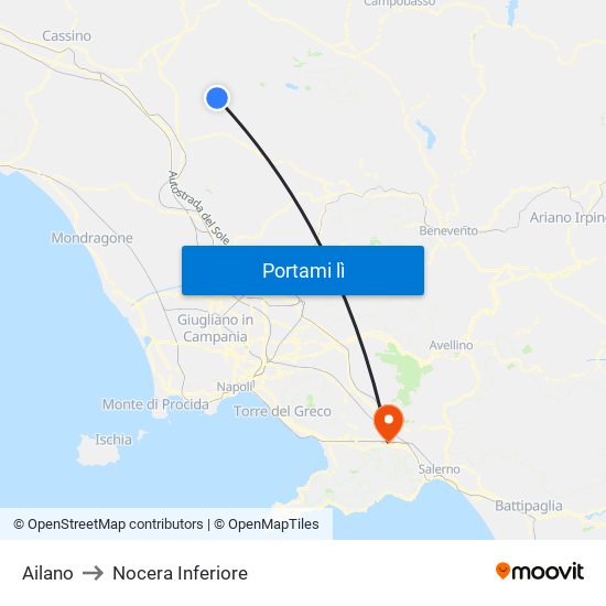 Ailano to Nocera Inferiore map