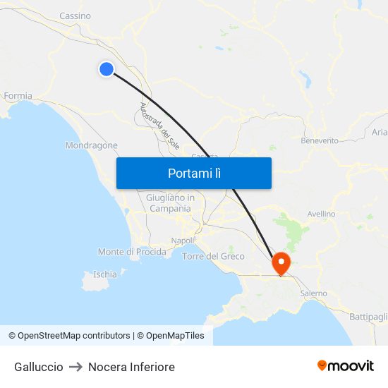 Galluccio to Nocera Inferiore map