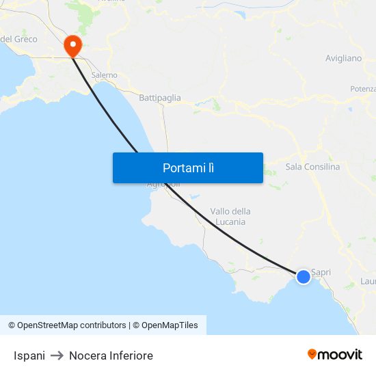 Ispani to Nocera Inferiore map