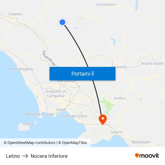 Letino to Nocera Inferiore map