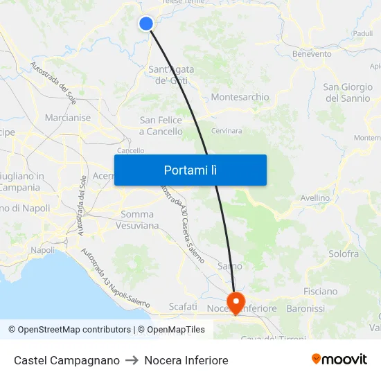 Castel Campagnano to Nocera Inferiore map