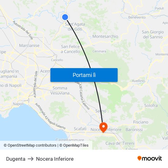 Dugenta to Nocera Inferiore map