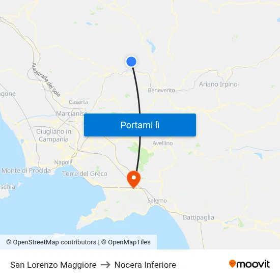 San Lorenzo Maggiore to Nocera Inferiore map
